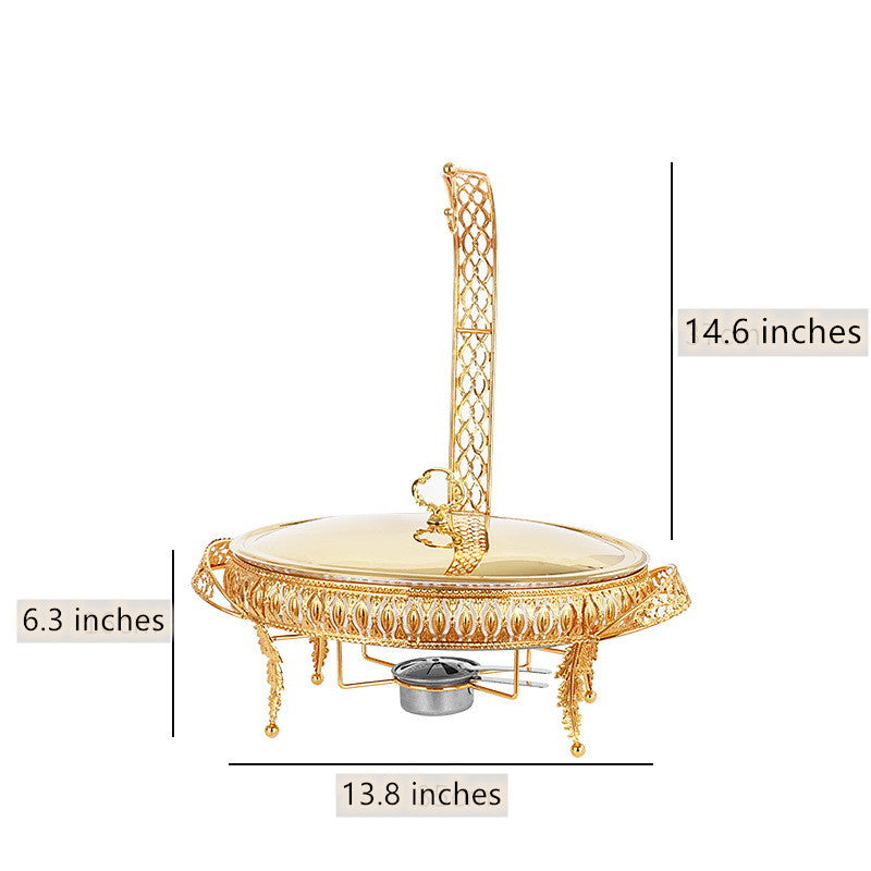 Hôtel Restaurant Buffet serveur restauration frottement de luxe or en acier inoxydable Chafer réchaud Buffet ensemble chauffe-plats 1.5L-3L