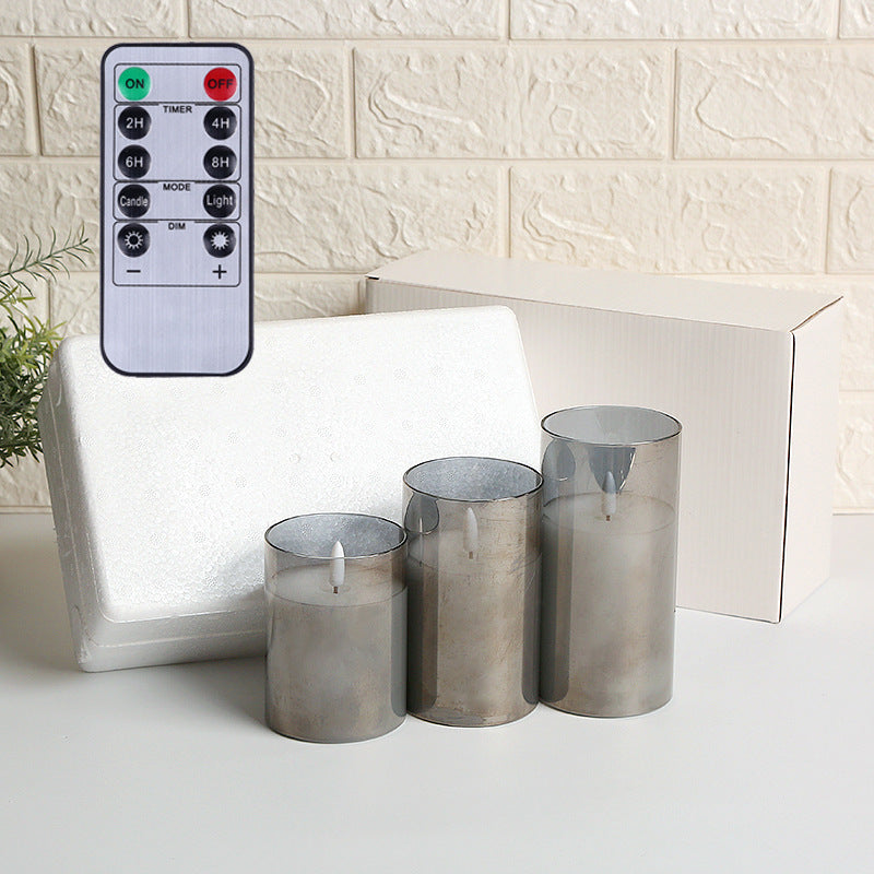 Bougies piliers sans flamme ivoire, fonctionnant à piles avec télécommande et minuterie, bougies électriques clignotantes à LED en plexiglas avec flamme 3D, lot de trois (D : 7,6 x H : 10,2 cm, 12,7 cm, 15,2 cm)