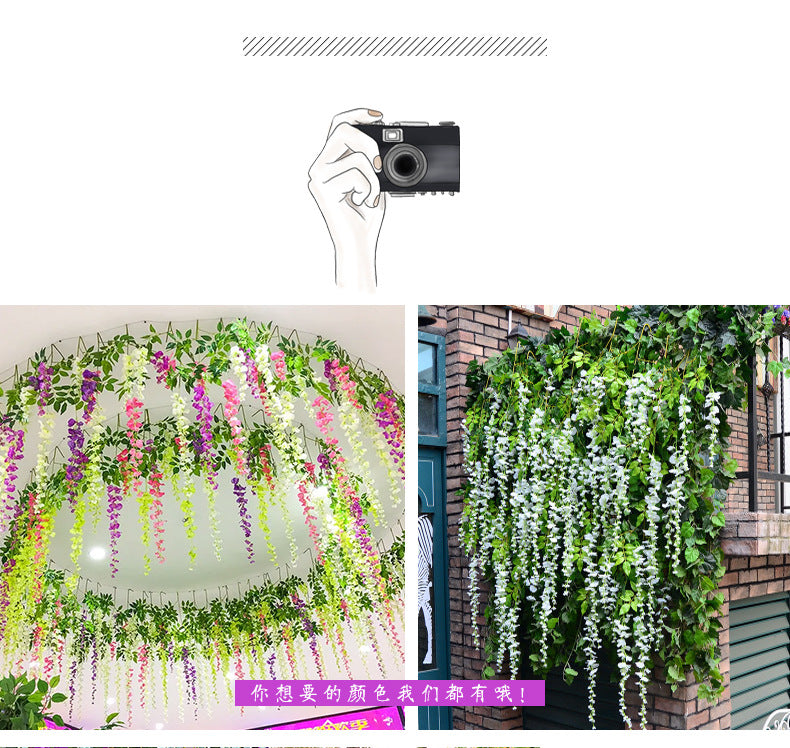 Wisteria Hanging Flowers 12 Pack Fake Flower Garland Artificial Wisteria Vines Rattan Silk Flower String Wedding Party Wall Decorations,Bluetions DIY Scrapbook Supplies