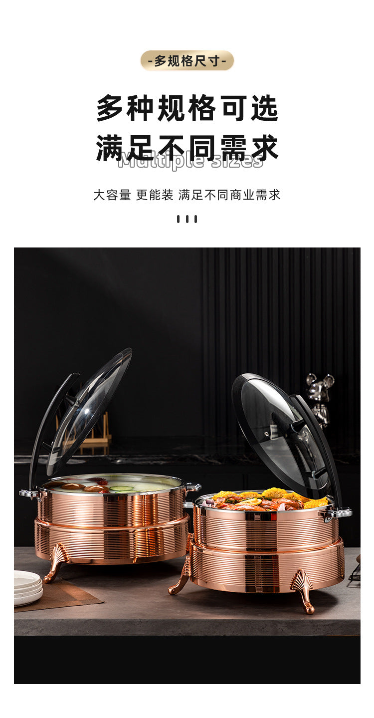 Uniquelina Electric Round Chafing Dish Buffet Set 6 Quart Chaffing Servers With Glass Lid Chafers Buffet Food Warmer Set Chaffing Server With Cover Warmer For Food Parties