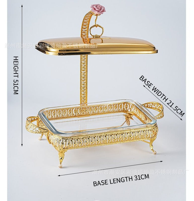 hotel Restaurant Buffet Server Catering Chaffing Luxury Gold Stainless Steel Chafer Chafing Dish Buffet Set Food Warmer 1.5L-3L