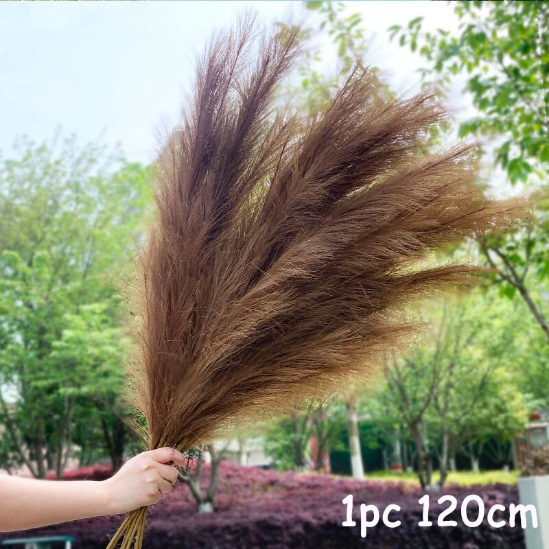 70-120cm Artificial Pampas Grass Branch Fake Bulrush Fake Plant Flowers Reed Pantas Wedding Party Home Decoration DIY Bouquet