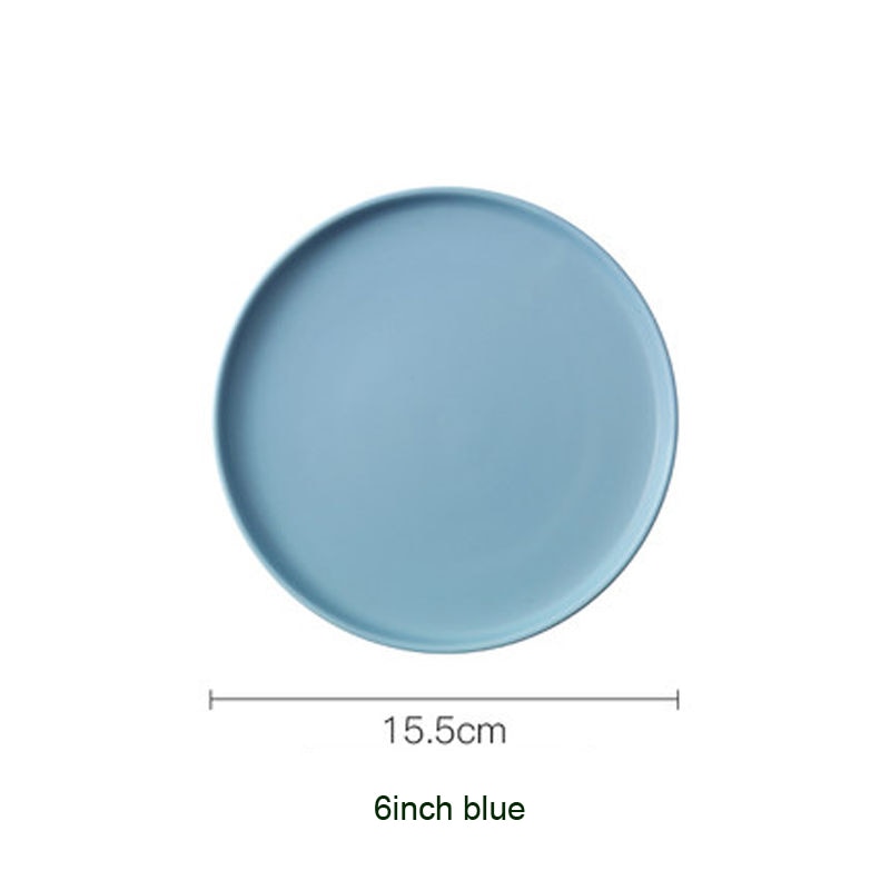 Round Solid Dinner Plates Matte Ceramic Flat Steak Trays Beef Spaghetti Dishware Tableware Dessert Salad Kitchen Tablewears