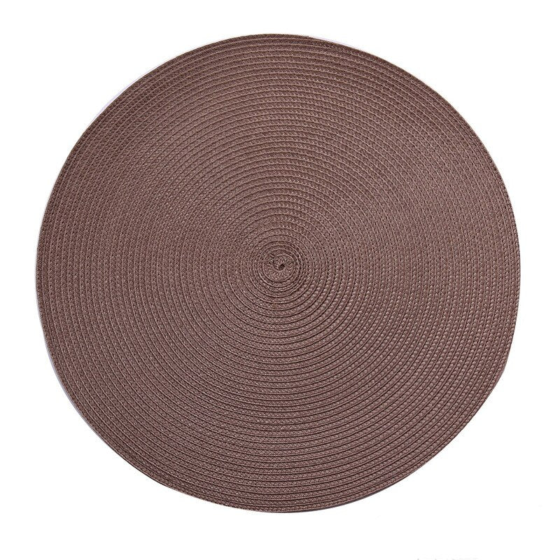 Uniquelina Table Mat Round Woven Placemats PP Waterproof Dining Non-Slip Napkin Disc Bowl Pads Drink Cup Coasters Kitchen Decoration