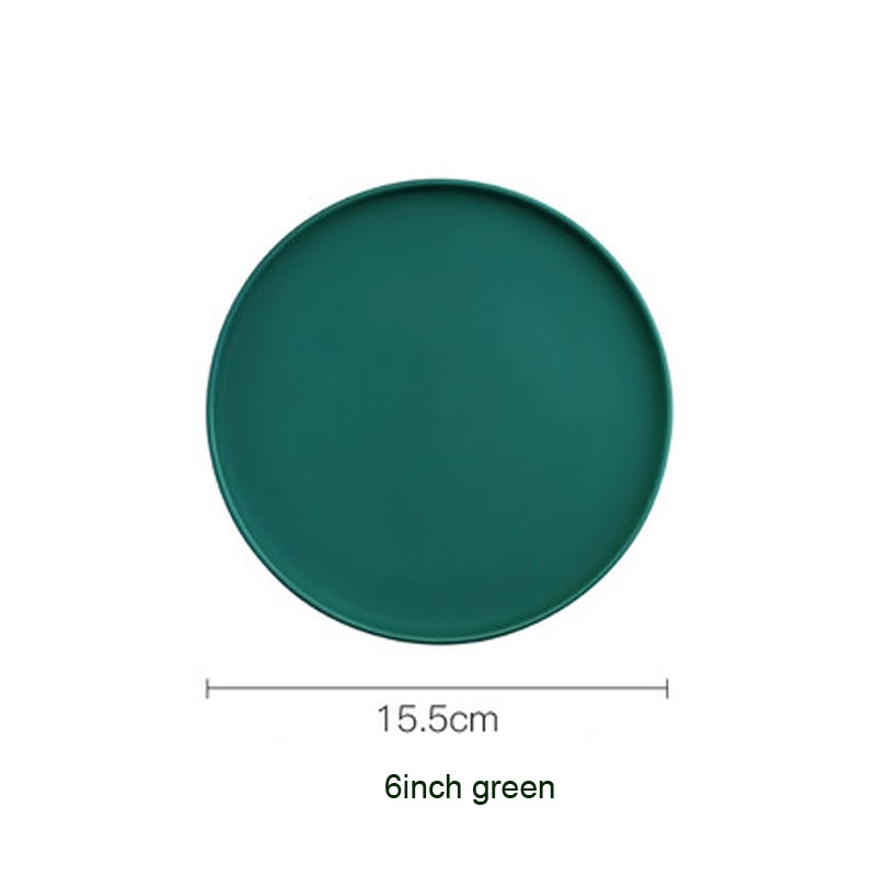 Round Solid Dinner Plates Matte Ceramic Flat Steak Trays Beef Spaghetti Dishware Tableware Dessert Salad Kitchen Tablewears