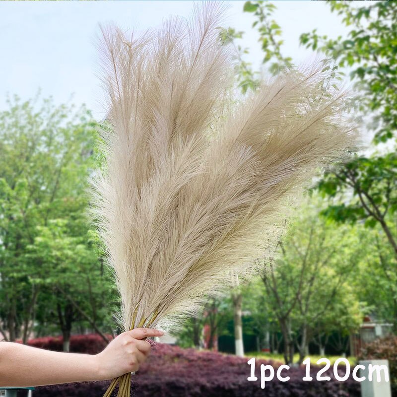 70-120cm Artificial Pampas Grass Branch Fake Bulrush Fake Plant Flowers Reed Pantas Wedding Party Home Decoration DIY Bouquet