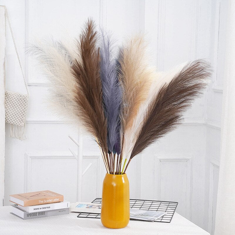 70-120cm Artificial Pampas Grass Branch Fake Bulrush Fake Plant Flowers Reed Pantas Wedding Party Home Decoration DIY Bouquet
