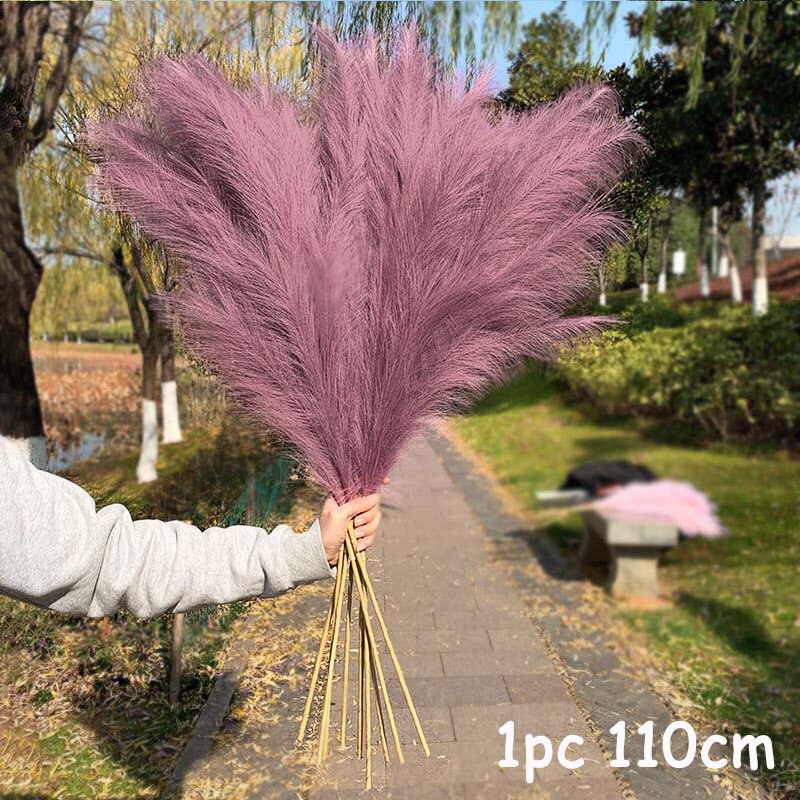 70-120cm Artificial Pampas Grass Branch Fake Bulrush Fake Plant Flowers Reed Pantas Wedding Party Home Decoration DIY Bouquet