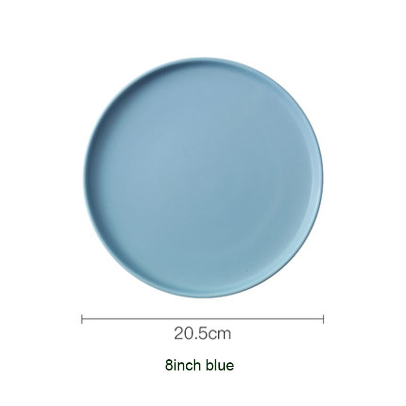 Round Solid Dinner Plates Matte Ceramic Flat Steak Trays Beef Spaghetti Dishware Tableware Dessert Salad Kitchen Tablewears