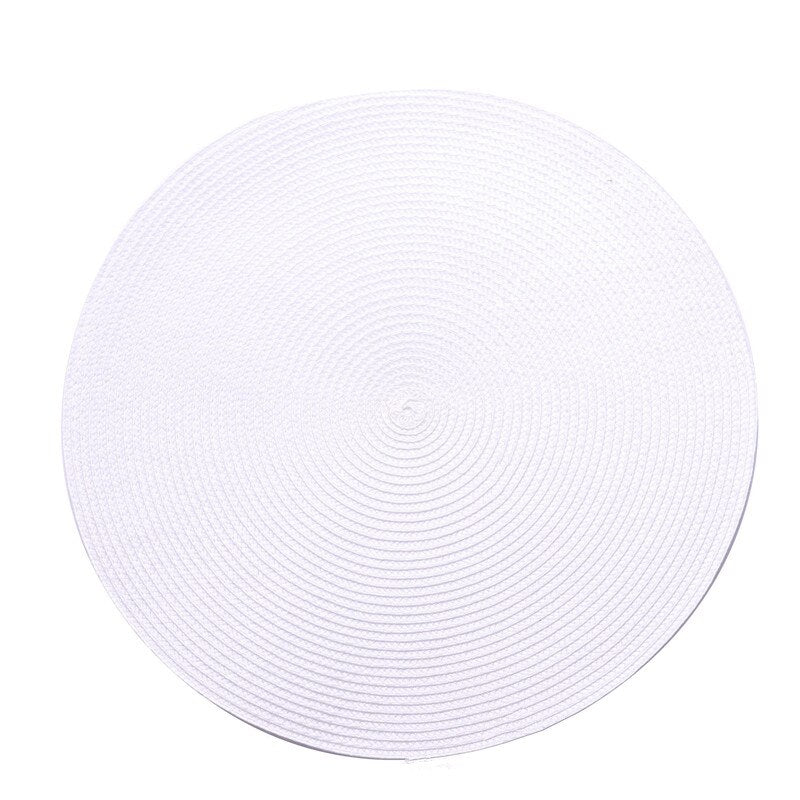 Uniquelina Table Mat Round Woven Placemats PP Waterproof Dining Non-Slip Napkin Disc Bowl Pads Drink Cup Coasters Kitchen Decoration