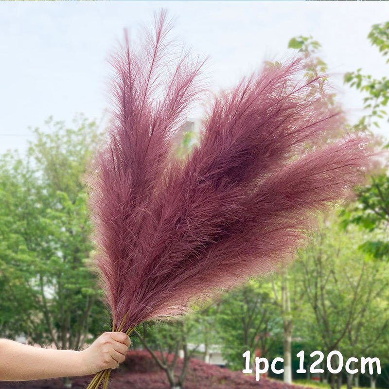70-120cm Artificial Pampas Grass Branch Fake Bulrush Fake Plant Flowers Reed Pantas Wedding Party Home Decoration DIY Bouquet