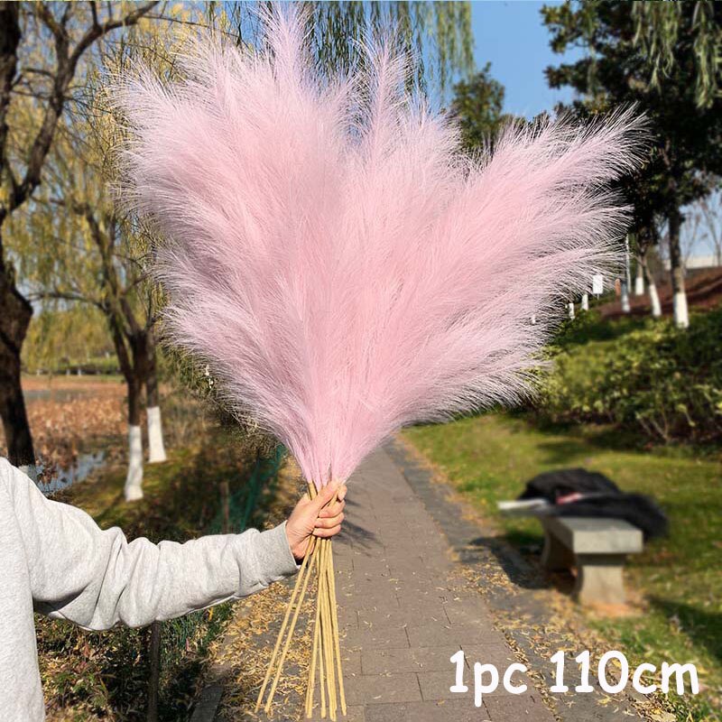 70-120cm Artificial Pampas Grass Branch Fake Bulrush Fake Plant Flowers Reed Pantas Wedding Party Home Decoration DIY Bouquet