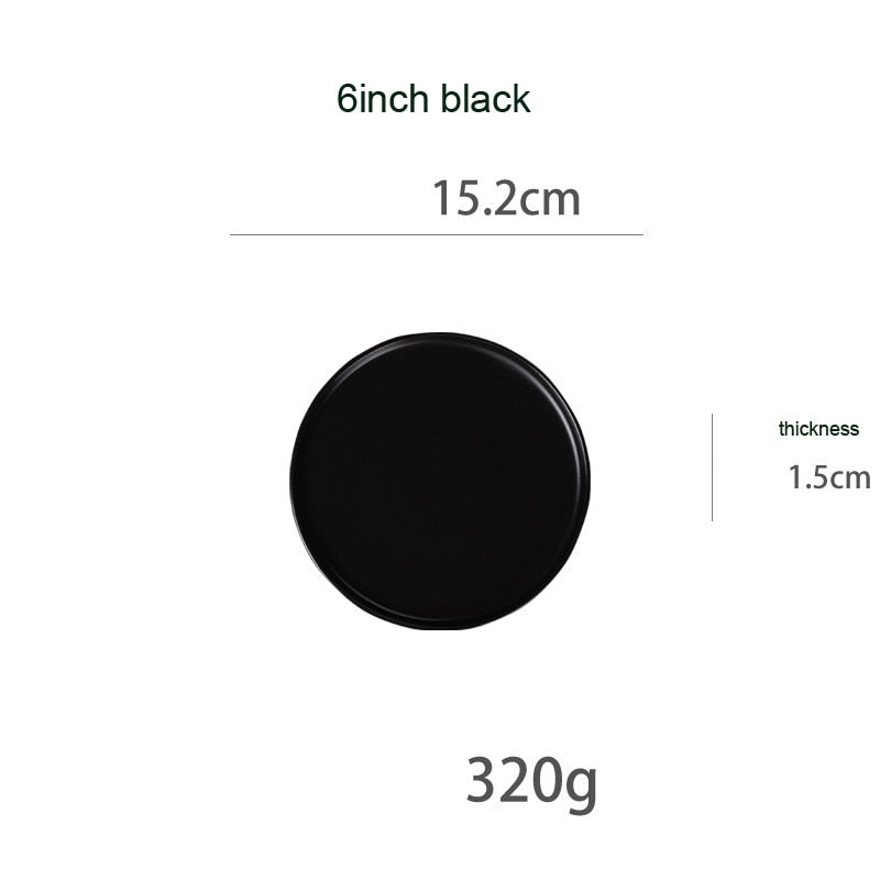 Round Solid Dinner Plates Matte Ceramic Flat Steak Trays Beef Spaghetti Dishware Tableware Dessert Salad Kitchen Tablewears