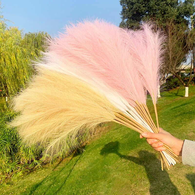 70-120cm Artificial Pampas Grass Branch Fake Bulrush Fake Plant Flowers Reed Pantas Wedding Party Home Decoration DIY Bouquet