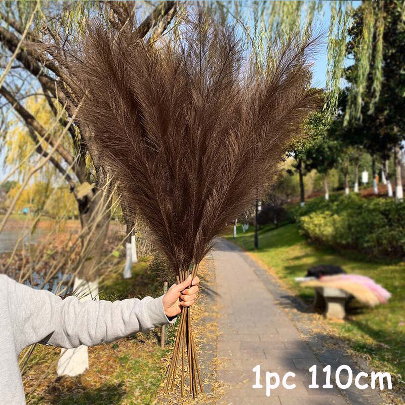 70-120cm Artificial Pampas Grass Branch Fake Bulrush Fake Plant Flowers Reed Pantas Wedding Party Home Decoration DIY Bouquet