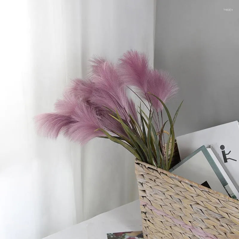 Uniquelina Decorative Flowers Artificial Pampas Grass Bouquet Home Decor Fake Flower Garden Plant Accessories Reed For Wedding Party Decoration