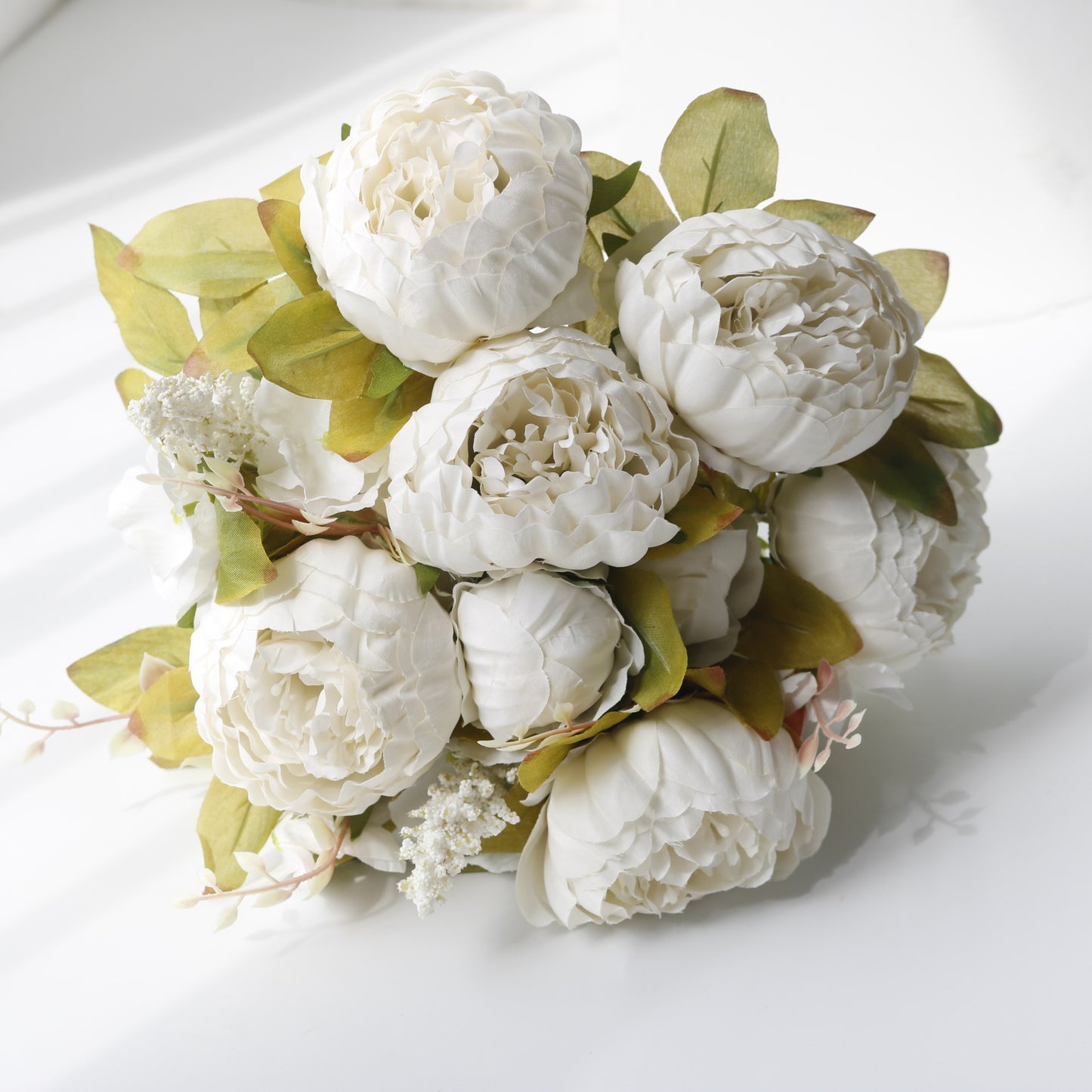 Uniquelina – Bouquet de pivoines artificielles en soie, 1 lot, accessoires de décoration pour la maison, fausses plantes pour fête de mariage, DIY
