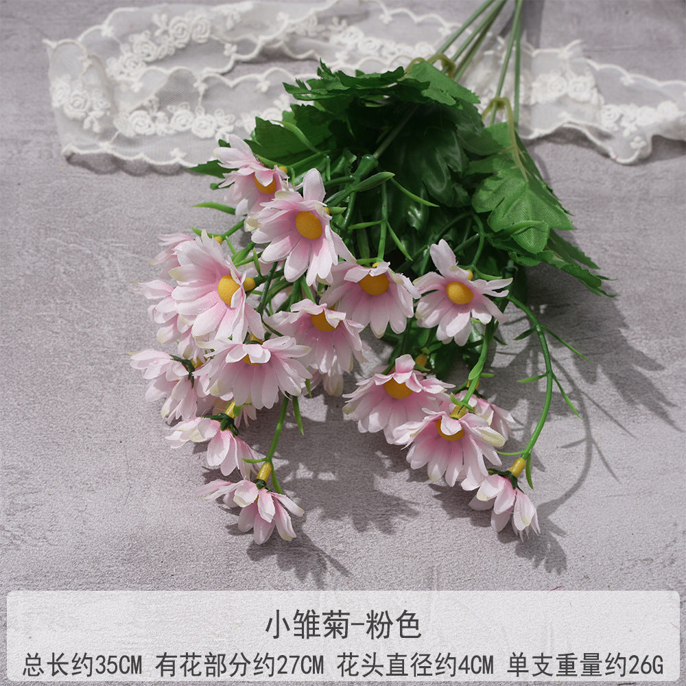 Uniquelina High Quality Single Artificial Ball Chrysanthemum Silk Chrysanthemum with Flocking Stems Flowers for Decoration