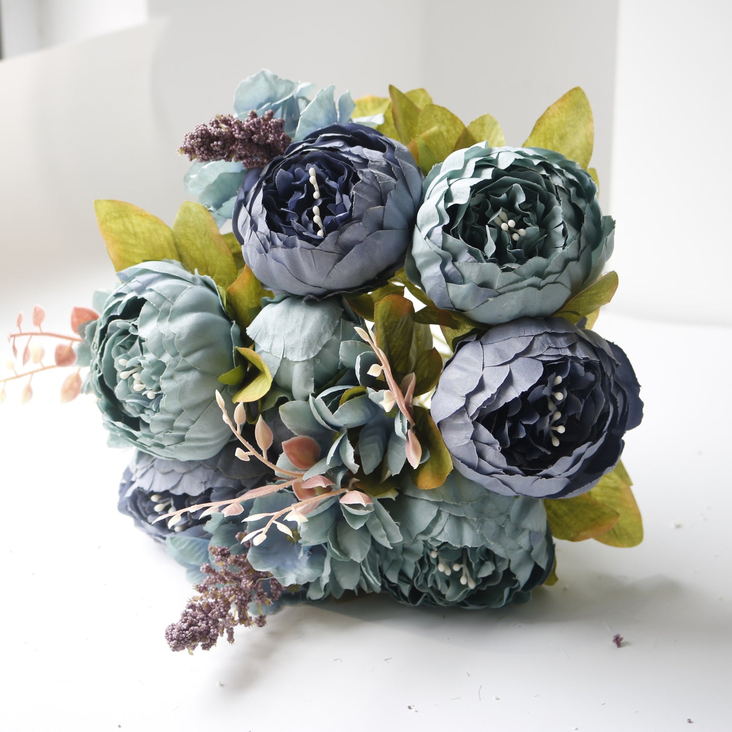Uniquelina – Bouquet de pivoines artificielles en soie, 1 lot, accessoires de décoration pour la maison, fausses plantes pour fête de mariage, DIY
