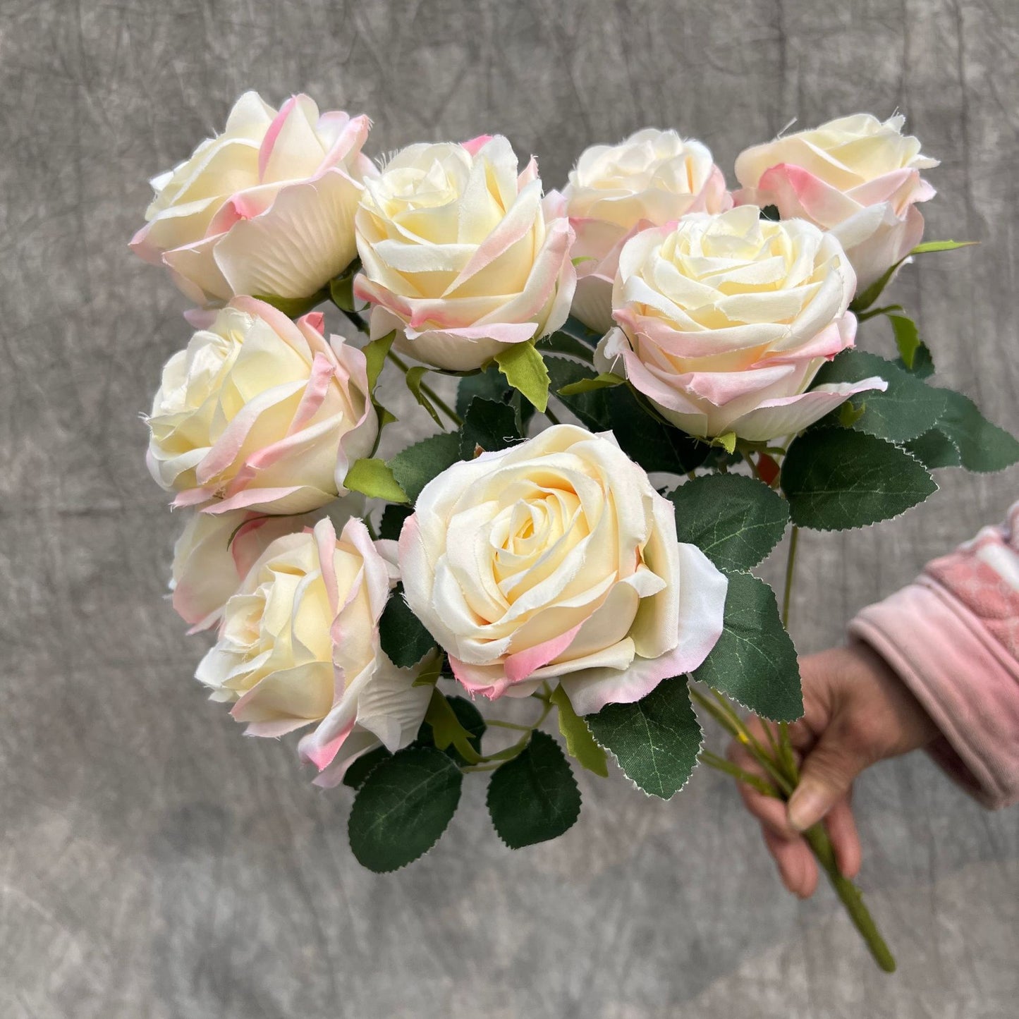 Uniquelina Artificial Rose and Flower Bouquets 9 Bunches Fake Summer Flowers Outdoor Greenery Decor for Wedding Home Office-Orange