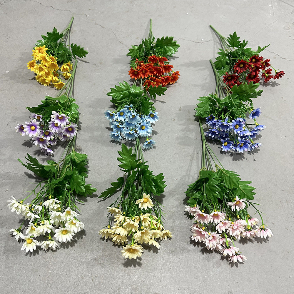Uniquelina High Quality Single Artificial Ball Chrysanthemum Silk Chrysanthemum with Flocking Stems Flowers for Decoration