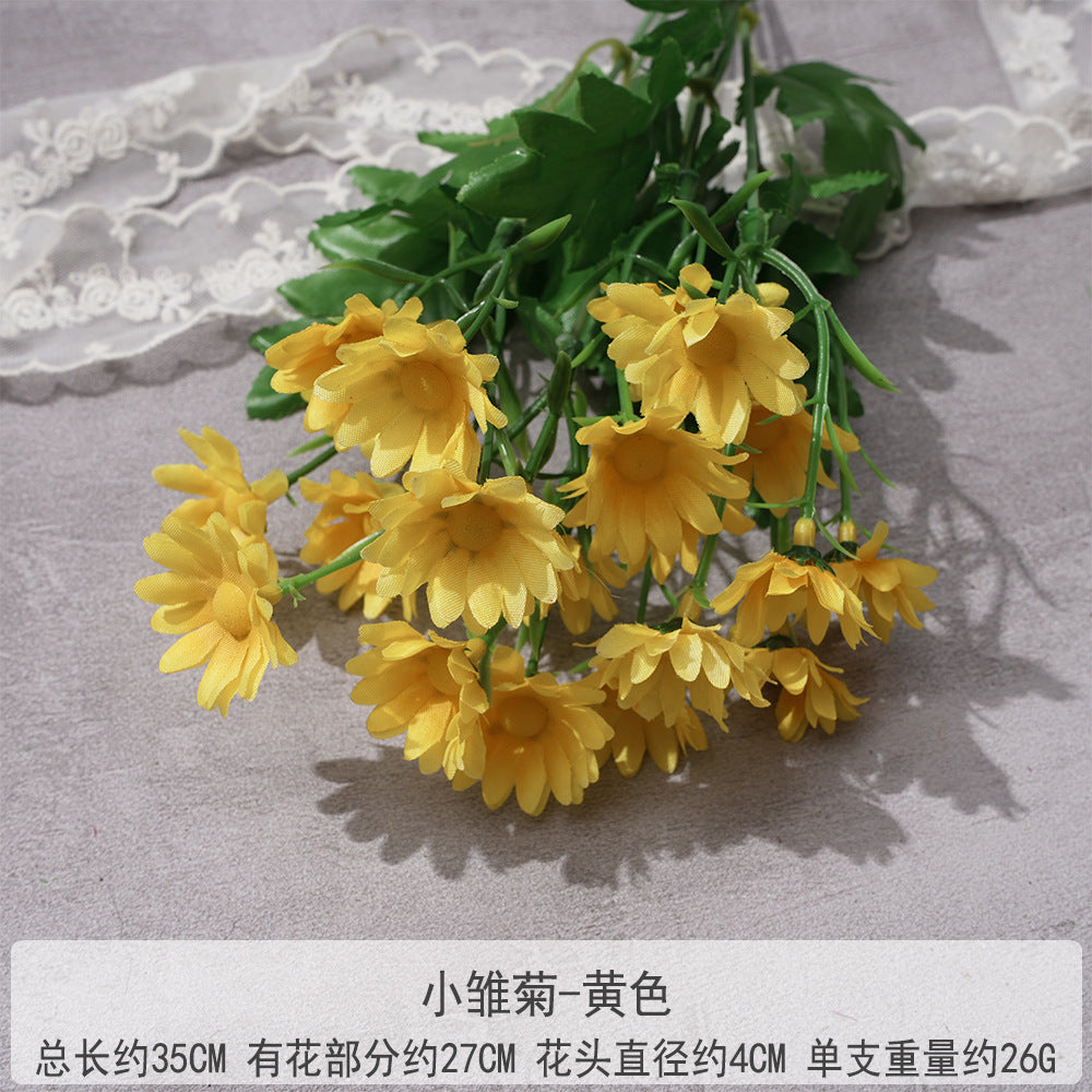 Uniquelina High Quality Single Artificial Ball Chrysanthemum Silk Chrysanthemum with Flocking Stems Flowers for Decoration
