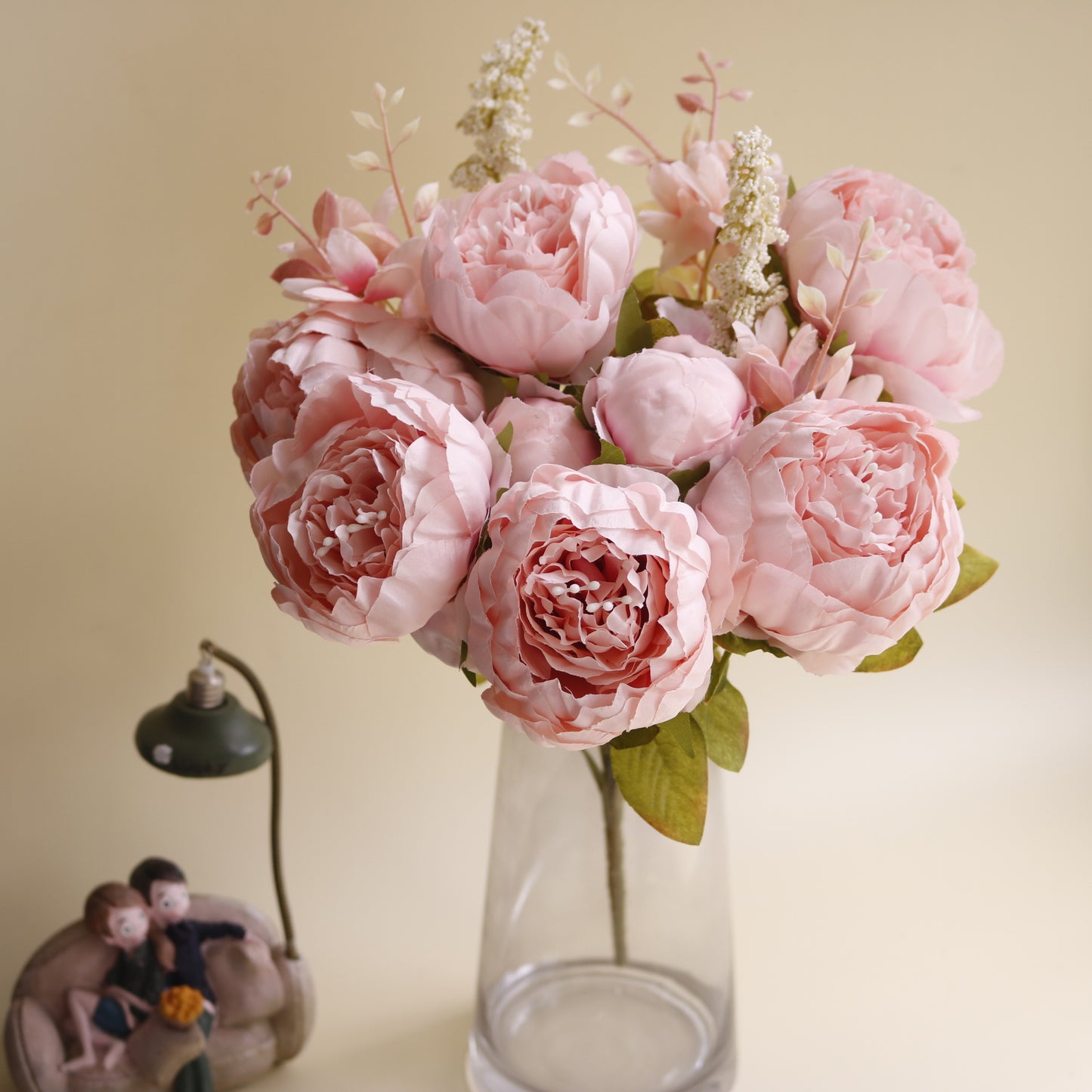 Uniquelina – Bouquet de pivoines artificielles en soie, 1 lot, accessoires de décoration pour la maison, fausses plantes pour fête de mariage, DIY