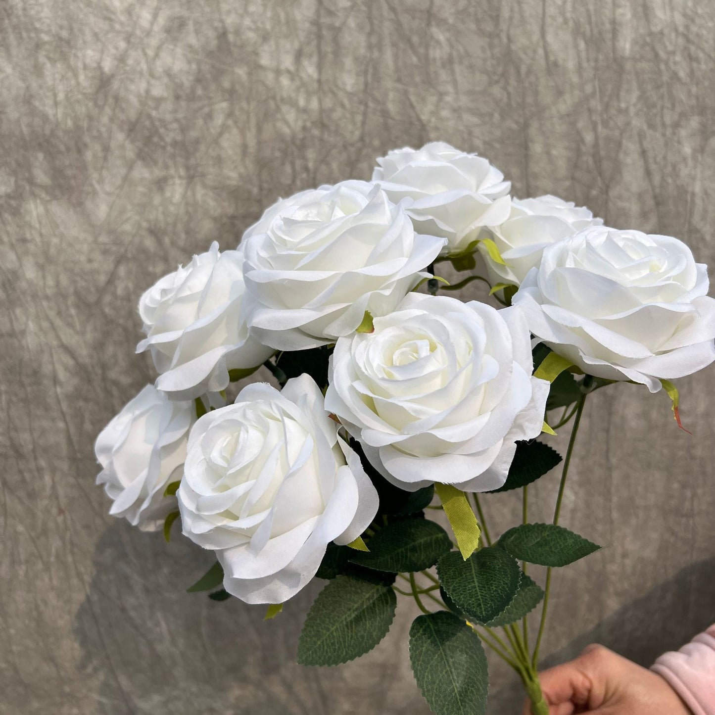 Uniquelina Artificial Rose and Flower Bouquets 9 Bunches Fake Summer Flowers Outdoor Greenery Decor for Wedding Home Office-Orange