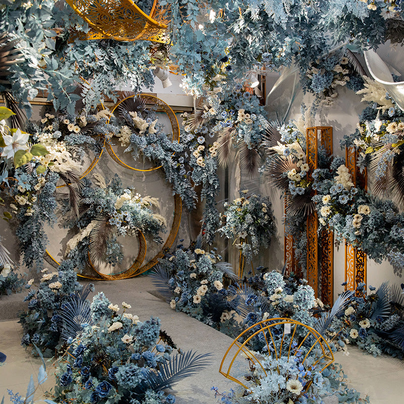 Fleurs artificielles de mariage série bleue, arrangements de centres de table, fleurs de fête de rêve, fête prénatale, décorations de rêve bleues pour la maison (bleu)