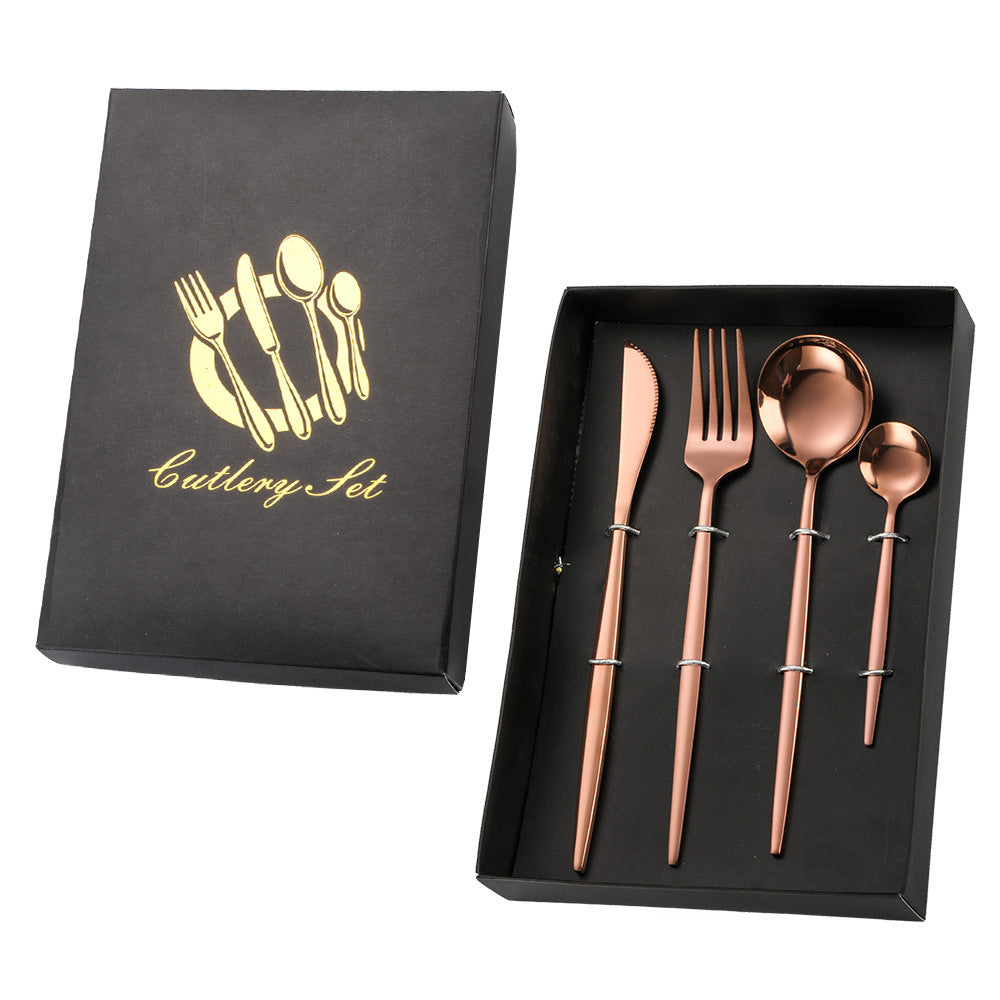 Tablewellware Golden Cutlery Fork Spoon Knife Set Golden Tableware Stainless Steel Cutlery Golden Fork Spoon Dinnerware Set