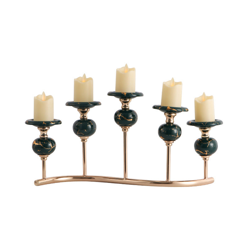Bougeoir candélabre en fer : candélabre en métal, pièce maîtresse, support pour bougies piliers (candélabre 5)
