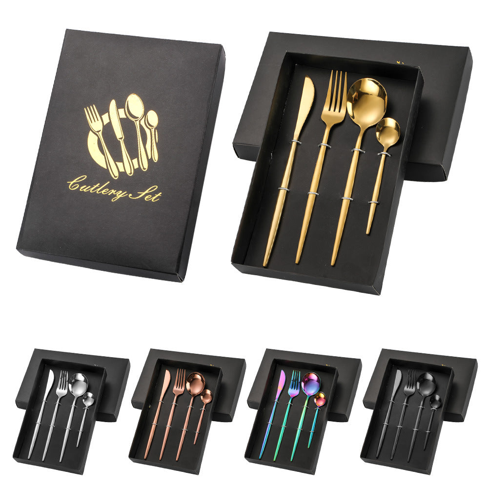 Tablewellware Golden Cutlery Fork Spoon Knife Set Golden Tableware Stainless Steel Cutlery Golden Fork Spoon Dinnerware Set
