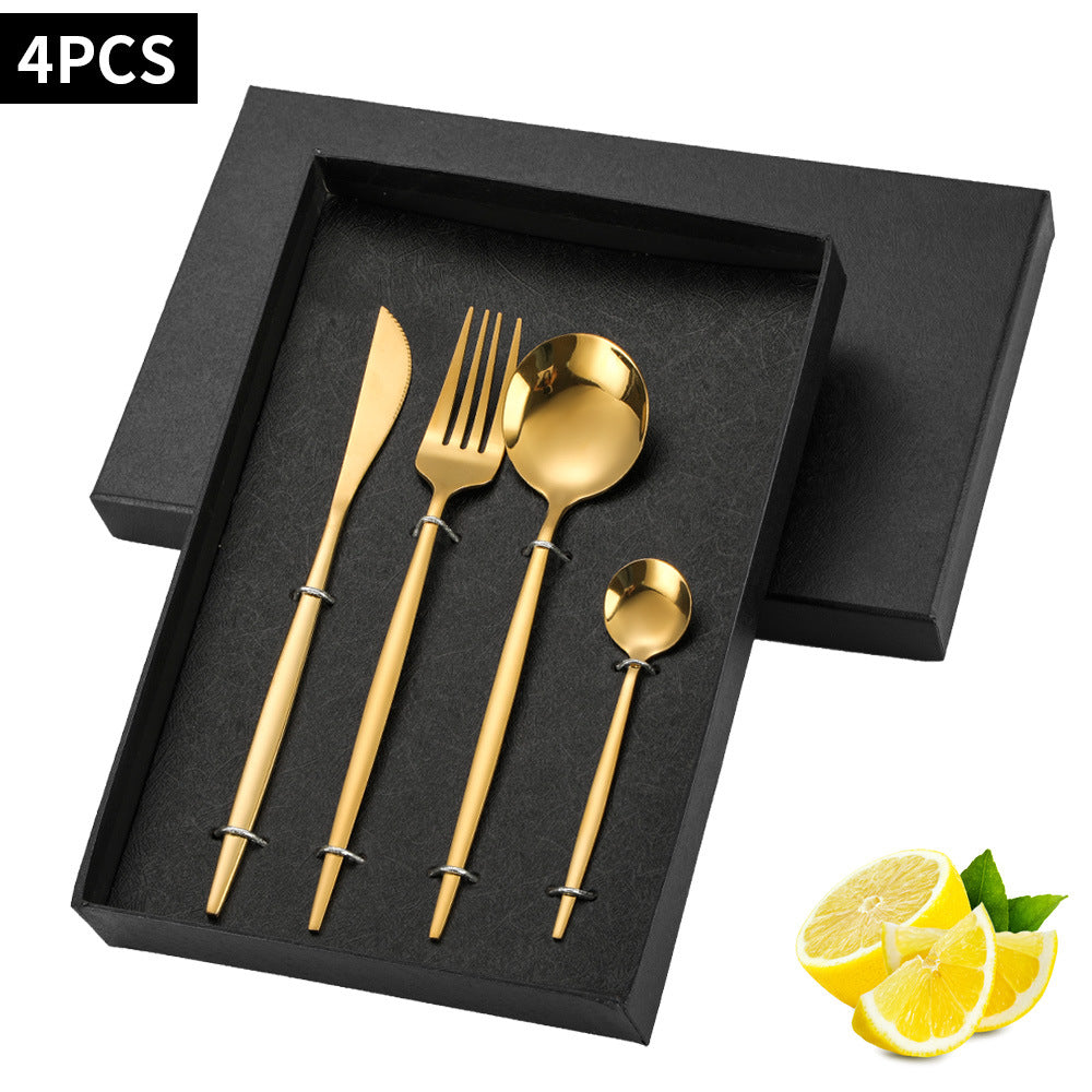 Tablewellware Golden Cutlery Fork Spoon Knife Set Golden Tableware Stainless Steel Cutlery Golden Fork Spoon Dinnerware Set