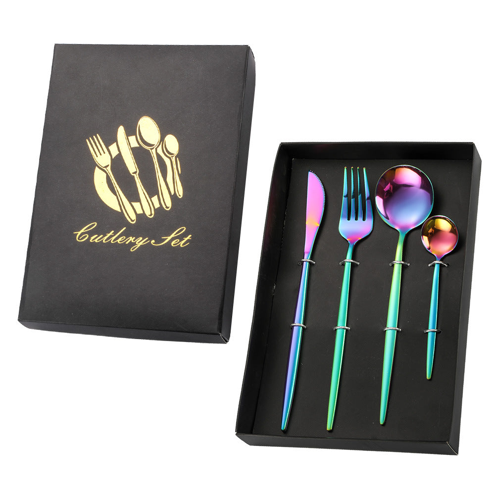 Tablewellware Golden Cutlery Fork Spoon Knife Set Golden Tableware Stainless Steel Cutlery Golden Fork Spoon Dinnerware Set
