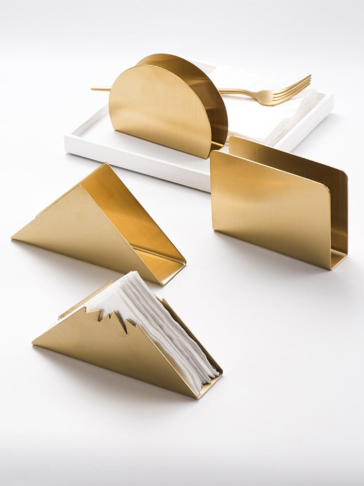Nordic Home And Wedding Decoration Table Napkin Holder Rack Gold Plated 304 Stainless Steel Storage Tower Holder For Hotel