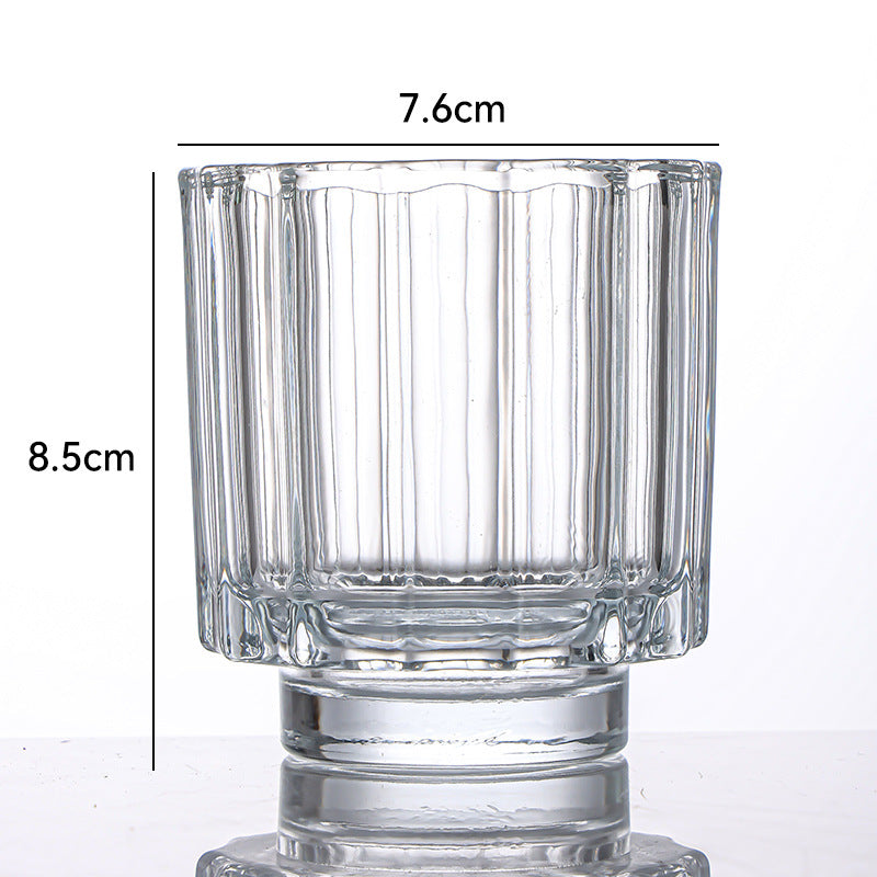 Clear Glass Candle Holders Set of 24, Ribbed Votive Tealight Candle Holders for Vintage Wedding Table Birthday Party Decoration