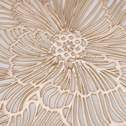Gold Silver Placemats 12 pcs Sweet Acacia Elegant Tablemats Flower Round Vinyl Place Mats Table Setting Kitchen Mats for Dining Table Holiday Wedding Decorative