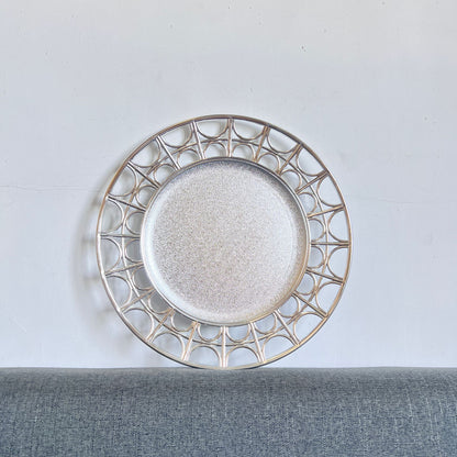 Uniquelina 13-Inch Charger Plates , Gold Textured Rim, for Elegant Dining - Ideal for Weddings and Formal Events