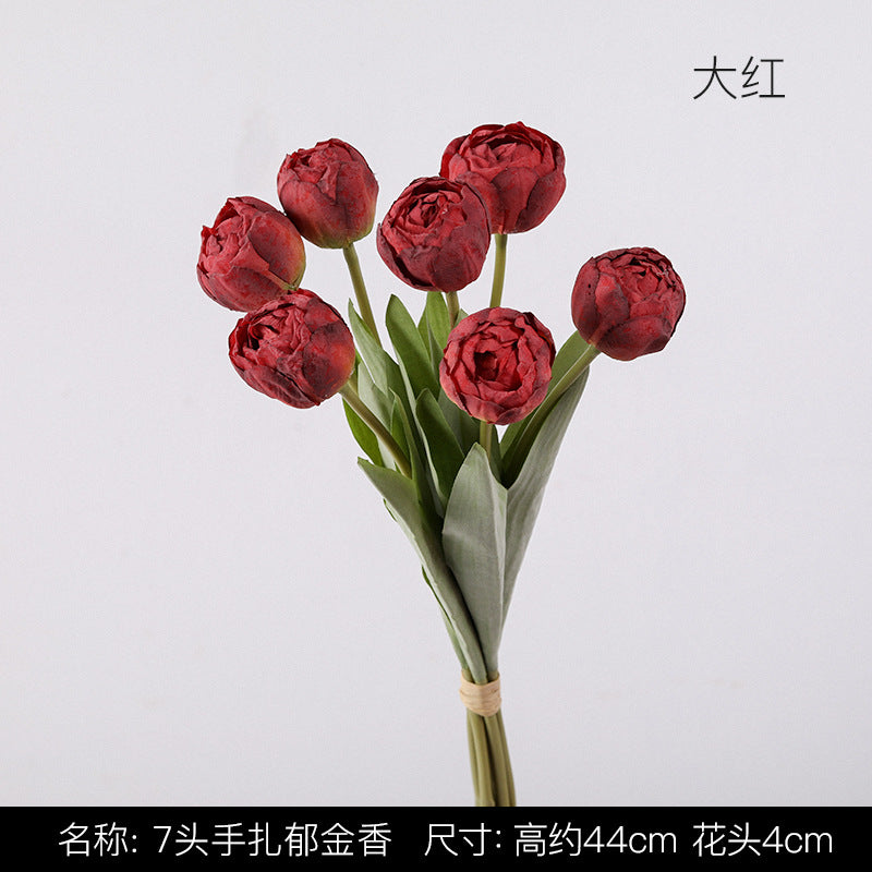 Uniquelina 7heads luxury simulation letters Tulip Room Decoration  wedding  decoration Hand bouquet