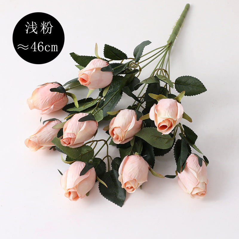 Uniquelina White Rose Artificial Flowers Bunch for Home Decoration, 9 Flower Heads in a 1 Bunch with Stem