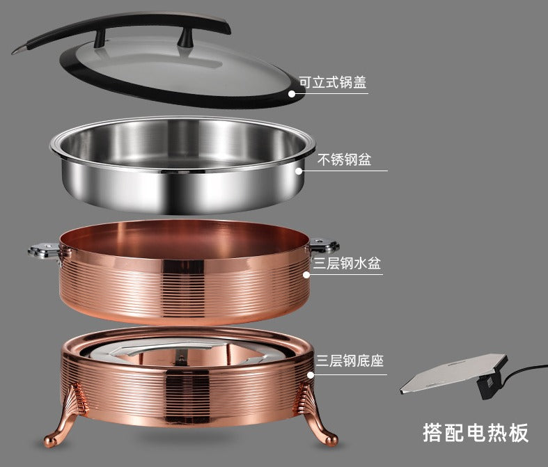 Uniquelina Electric Round Chafing Dish Buffet Set 6 Quart Chaffing Servers With Glass Lid Chafers Buffet Food Warmer Set Chaffing Server With Cover Warmer For Food Parties