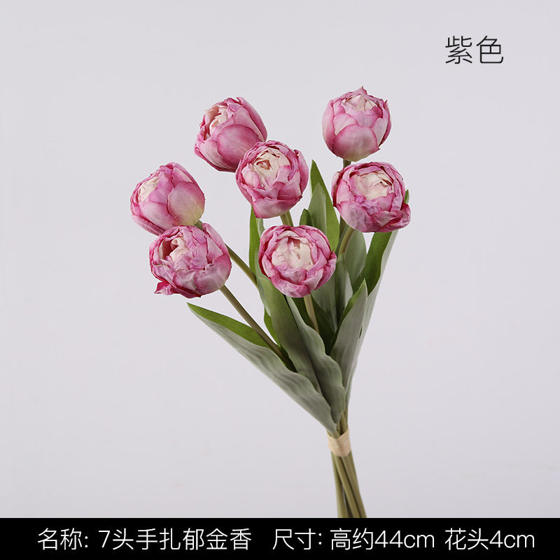 Uniquelina 7heads luxury simulation letters Tulip Room Decoration  wedding  decoration Hand bouquet