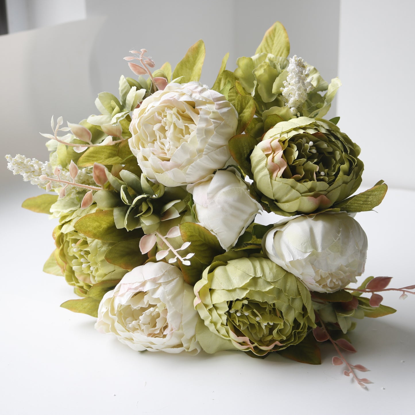 Uniquelina 1 Bundle Artificial Silk Peony Flowers Bouquet Home Decoration Accessories Wedding Party Fake Plants DIY Fake Flowers