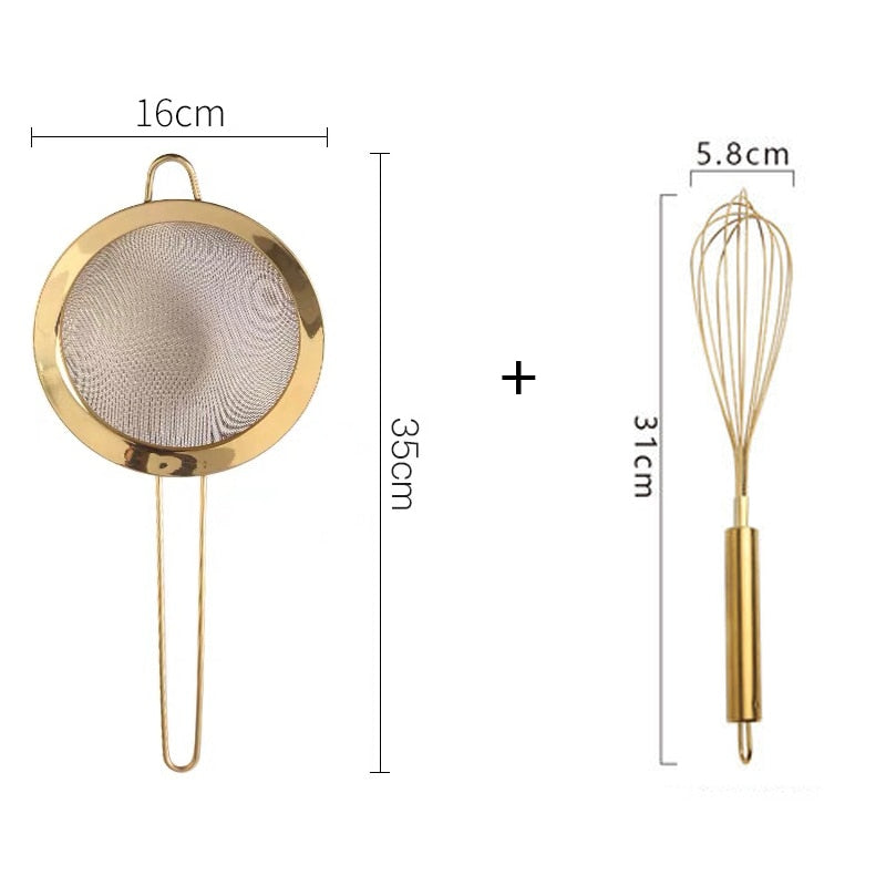 2Pcs/ Set Egg Beater Hand Whisk Egg Mixer Flour Sifter Baking Shaker Mesh Sieve Cake Tool Baking Set