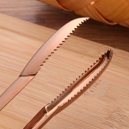 Gold Ice Tongs Stainless Steel BBQ Tong Food Serving Clever Salad Bread Meat Fruit Clamp Kitchen Clip Cooking Utensils