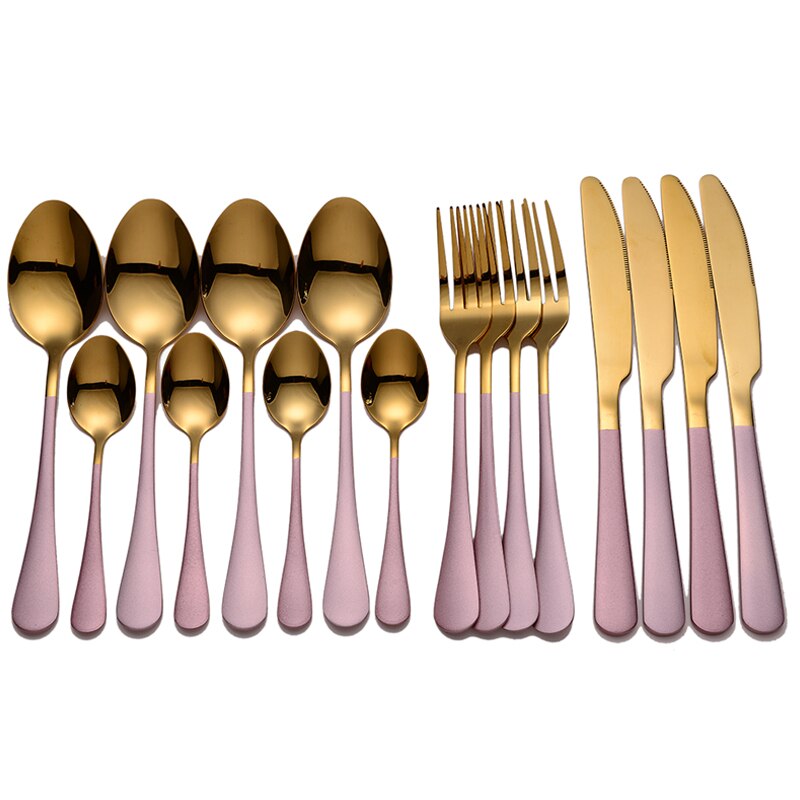 Tablewellware Golden Cutlery Fork Spoon Knife Set Golden Tableware Stainless Steel Cutlery Golden Fork Spoon Dinnerware Set
