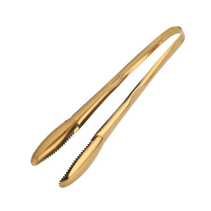 Gold Ice Tongs Stainless Steel BBQ Tong Food Serving Clever Salad Bread Meat Fruit Clamp Kitchen Clip Cooking Utensils