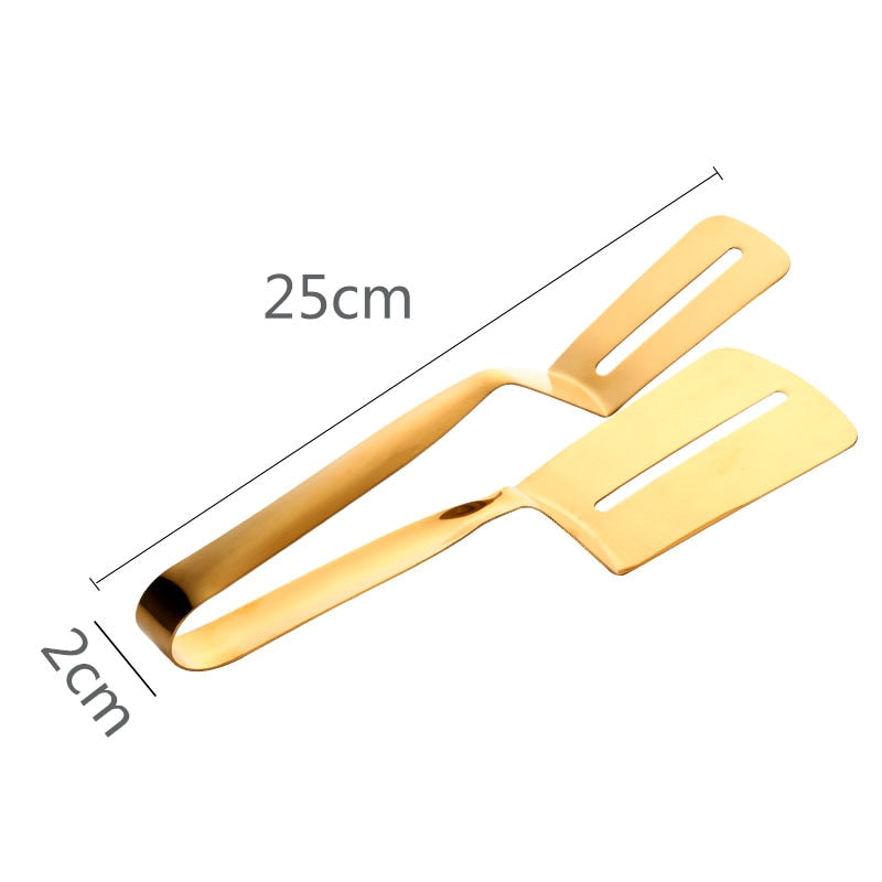 1Pc Cookware Steak Tong Gold Bread Clip Grill Accessory Kitchen Tongs Solid Stainless Steel Food Cooking Serving Utensil