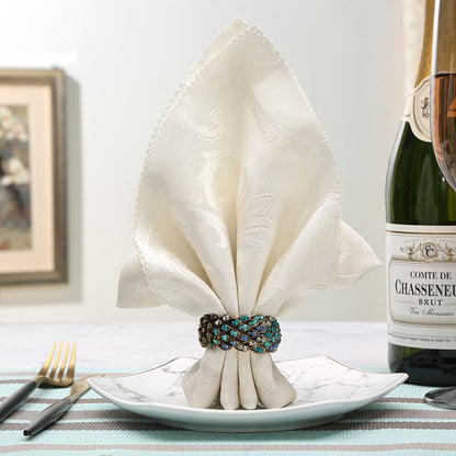 10pcs Creative zinc alloy blue rhinestone napkin buckle hotel box table decoration napkin ring