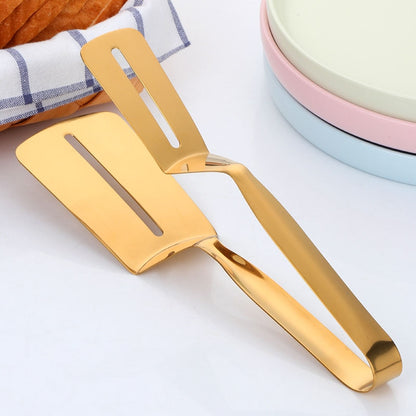 1Pc Cookware Steak Tong Gold Bread Clip Grill Accessory Kitchen Tongs Solid Stainless Steel Food Cooking Serving Utensil